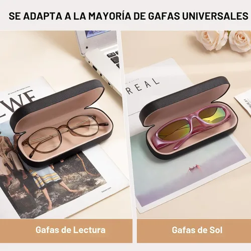 Vista 3 de Marvolia Estuche para gafas de sol, funda rígida grande de piel sintética para gafas de sol Negro