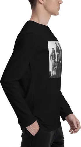 Vista 3 de Molly Music and Hatchet Men's Long Sleeve Crewneck T-Shirts Base Layer Shirt Gym Athletic Tee Black