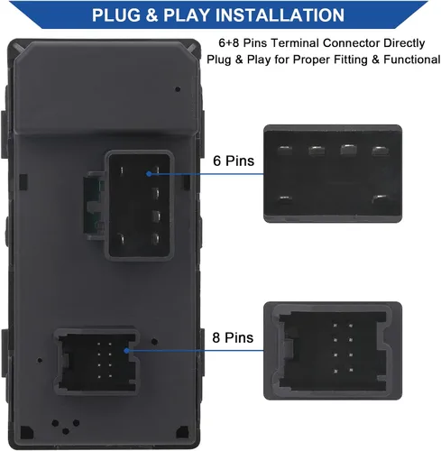Vista 2 de Obaee Botón de interruptor de control de ventana eléctrica para puerta delantera izquierda del conductor Compatible con 2007-2019 Chevy Chevrolet