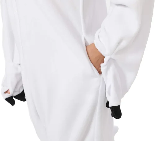Vista 6 de dressfan Mameluco de dragón de animal disfraz de Navidad Halloween pijamas unisex para adultos adolescentes blanco y negro Blanco
