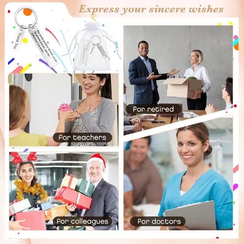 Vista 6 de 50 piezas de regalos de agradecimiento, llavero de agradecimiento para empleados, regalos inspiradores de oficina para mujeres, hombres, compañeros