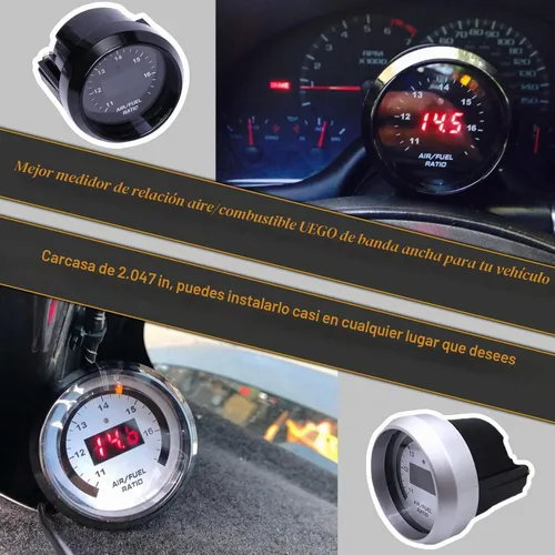 Vista 5 de FHRHRY Calibre de Relación Aire/Combustible UEGO de Banda Ancha 52mm (2-1/16”) con Sensor LSU 4.9, Calibre de Controlador AFR Digital, Kit de Sensor