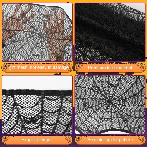 Vista 4 de Kit de decoración de Halloween para chimeneas interiores, mantos, decoración de telaraña, calcomanías de decoración de Halloween de murciélagos