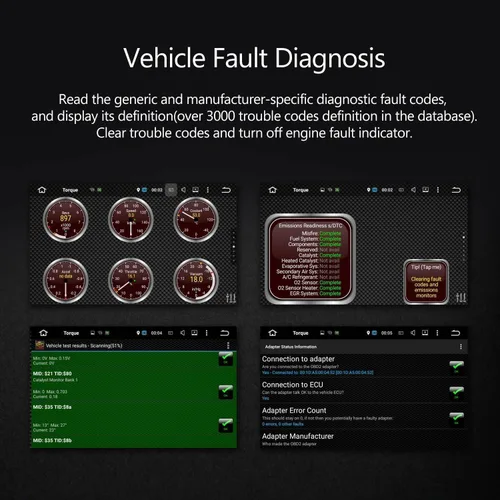 Vista 4 de Eonon V0056 OBD2 OBDII, Escáner de diagnóstico, Adaptador de herramienta de escaneo Bluetooth Solo para estéreo de coche Android Eonon