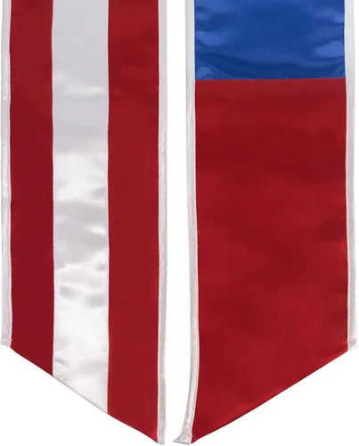 Vista 5 de GraduationMall Bandera de país Estola de graduación Bordado Faja para estudio a bordo de estudiantes internacionales