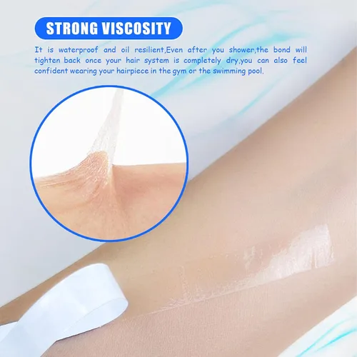 Vista 4 de 5/16"(0.8cm)*12 yardas Cinta para extensiones de cabello con cinta adhesiva de doble cara para extensiones de cabello (blanco)