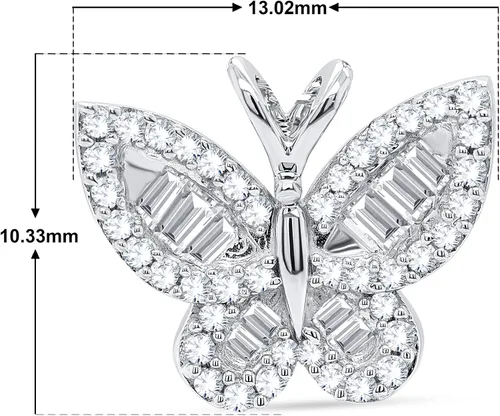 Vista 2 de Blooming Garden - Collar con colgante de diamante de mariposa abierta, 14 cttw Baguette y collar de mariposa de diamante redondo, chapado en oro