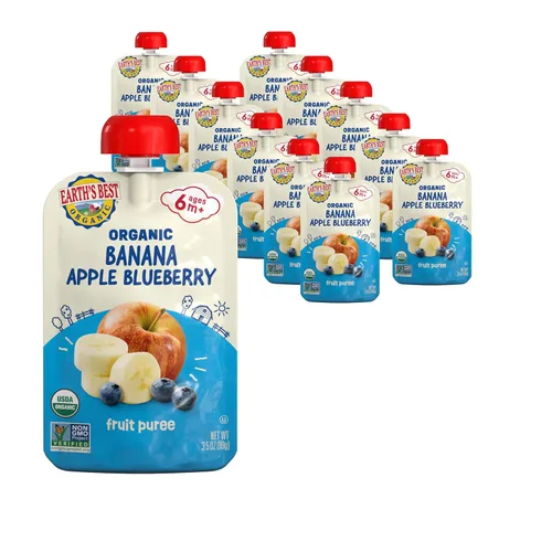Vista 16 de Earth's Best Bolsas orgánicas de alimentos para bebés, puré de frutas y granos para bebés de 6 meses en adelante, puré de manzana orgánica