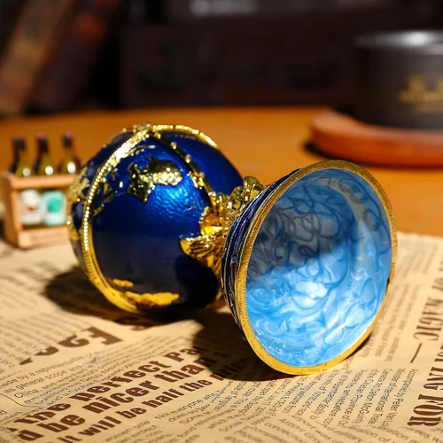 Vista 5 de Faberge - Caja de joyería de huevo con diamantes de imitación esmaltados, caja de joyería Faberge con bisagras, caja de anillos para decoración