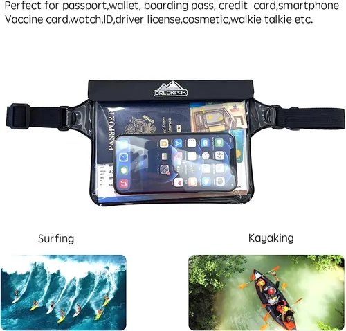 Vista 3 de DRLOKPAK - Riñonera impermeable para pantalla táctil, bolsa de cintura seca flotante para teléfono, cartera, dinero en efectivo, llavero, bolsa