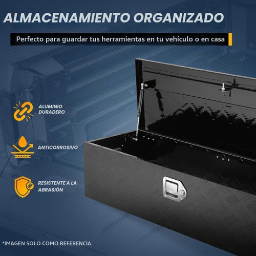 Vista 6 de Caja de herramientas de placa de diamante de aluminio resistente para cama de camioneta pickup, remolque RV, caja de herramientas impermeable