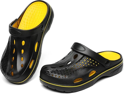 Vista 3 de SOSOWHLTE Zuecos con soporte de arco para hombre y mujer, zapatos de jardín, pantuflas de playa para exteriores con plantilla acolchada extraíble