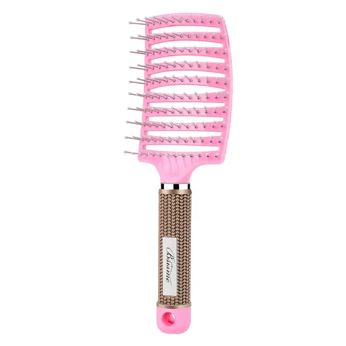 Vista 12 de Cepillo de pelo, cepillo profesional curvado ventilado con cerdas de 0.984 in para un secado más rápido, desenredar para cabello húmedo y seco Marrón