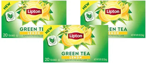 Vista 6 de Lipton Bolsas de té, té verde y té negro, sabor natural a limón, bolsas de té piramidal, té verde limón y té negro limón, 20