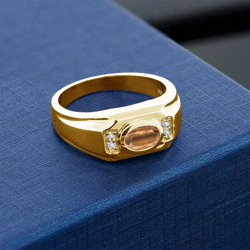 Vista 3 de Gem Stone King Anillo de plata para hombre de 141 quilates con ojo de tigre marrón zafiro creado en oro amarillo de 18 quilates Metal Metal Piedra