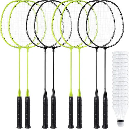 Vista 7 de woanger Juego de 8 raquetas de bádminton con 12 raquetas de bádminton para adultos y adolescentes, juego de bádminton para patio trasero, gimnasio