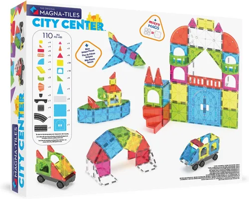 Vista 2 de MAGNA-TILES City Center - Juego de construcción magnética de 110 piezas, la marca original de construcción magnética