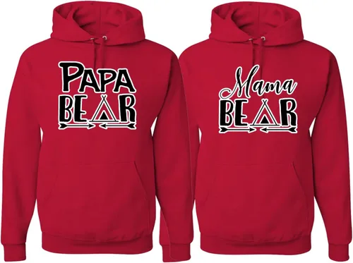 Vista 5 de Papa Mama Bear - Conjunto de suéter con capucha para parejas a juego para él y para ella