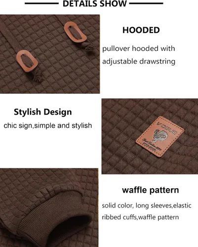 Vista 5 de COOFANDY - Sudadera con capucha para hombre, casual, de manga larga, con cordón ajustable y punto gofre
