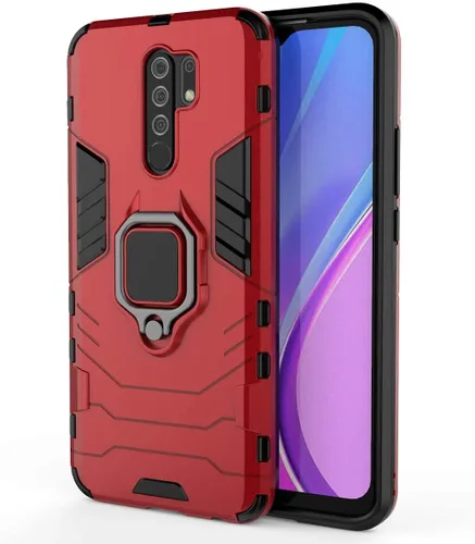 Vista 5 de LuluMain Compatible con funda Xiaomi Mi Redmi 9, soporte de anillo de metal, a prueba de golpes, parachoques duro