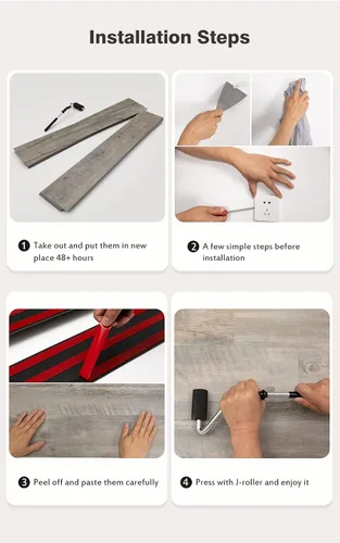 Vista 6 de SINGULARWOOD Tablas de Vinilo para Pared, Paneles de Vinilo Autoadhesivos para Paredes, Fácil Instalación de Despegar y Pegar
