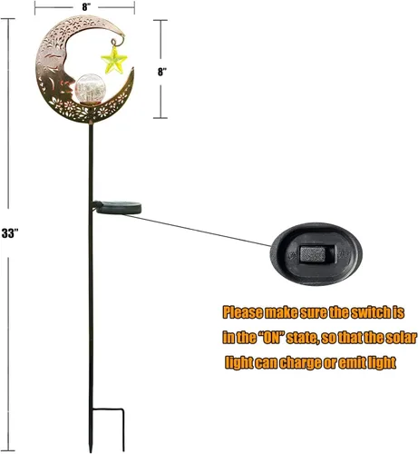 Vista 7 de Hapjoy - Luces solares para exteriores, decoración con forma de luna, linterna para patio, césped o camino, decoraciones con globo de cristal Bronce