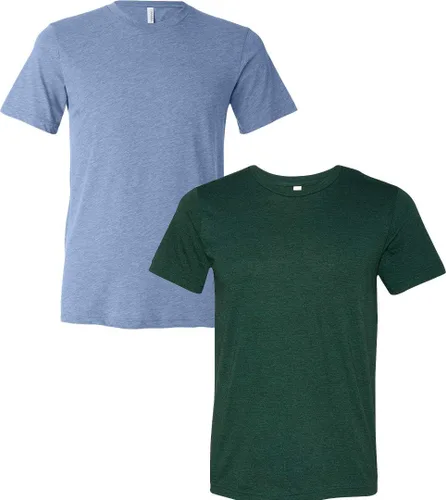 Vista 204 de Bella Canvas 3413c para hombre (1) Triblend verde + (1) Triblend rojo