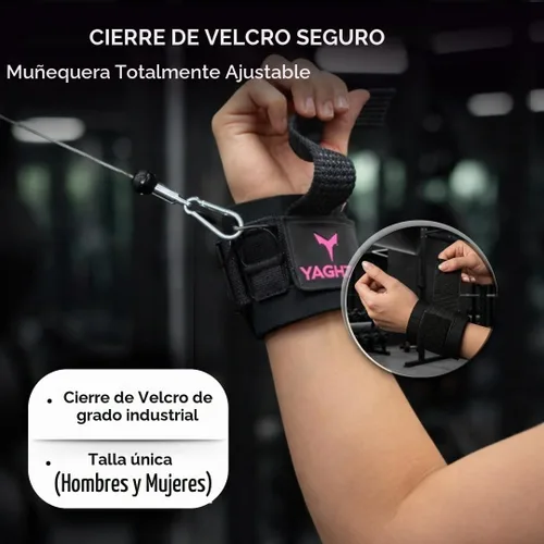 Vista 4 de Weight Lifting Straps with D Ring - Gym Straps with D Ring Negro Rosa