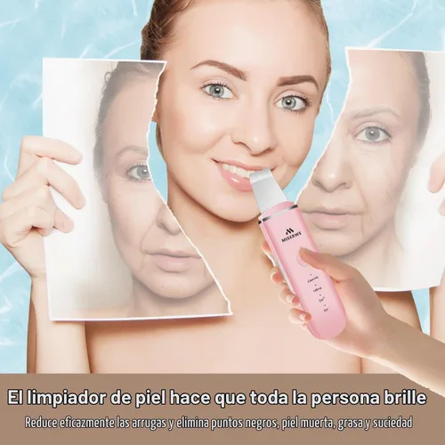 Vista 6 de Espátula facial para la piel, limpiador de poros con 4 modos (Rosa)