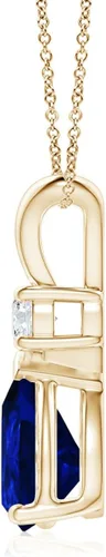 Vista 71 de Angara Colgante de lágrima de zafiro azul natural con diamante en plata/oro macizo de 14 quilates/platino Cumpleaños, compromiso, aniversario
