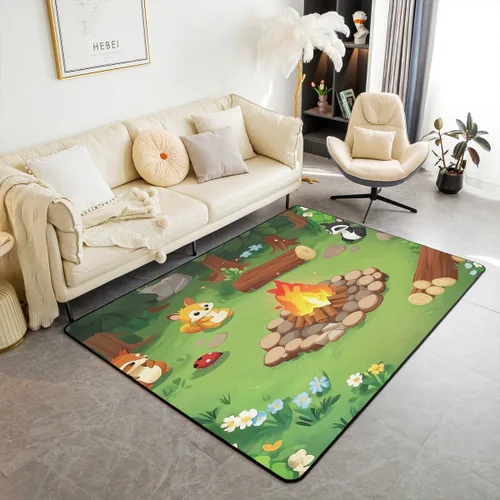 Vista 45 de jejeloiu Alfombra para sala de estar de animales de la selva para niños, 3 x 5, alfombra de área de tigre para niños, niñas, adolescentes
