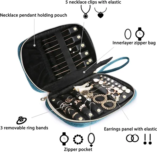 Vista 5 de BAGSMART - Organizador de terciopelo para joyas anillos collares pulseras aretes