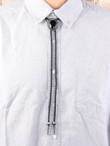 Vista 163 de Jeilwiy Corbata de bolo para hombre, corbata de vaquero occidental, collar de corbata de bolo dorado, corbata de cuero, corbata de Halloween