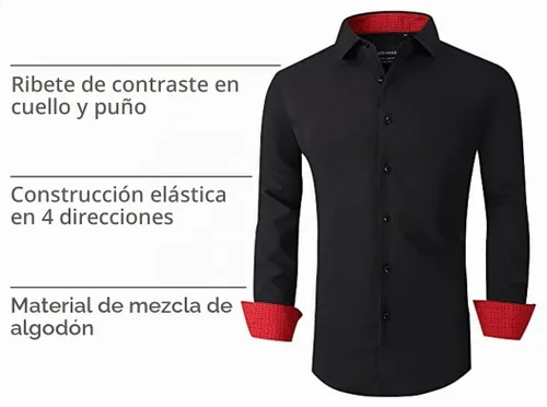 Vista 4 de Alex Vando - Camisa para hombre de manga larga con ajuste regular 06 negro
