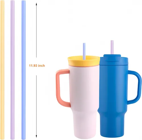 Vista 3 de Pajitas de repuesto compatibles con el vaso de viaje Owala de 40 onzas con asa, popote reutilizable de 12 pulgadas para Tal, vaso Rtic de 40 onzas
