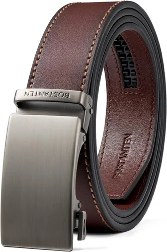 Vista 16 de BOSTANTEN - Cinturón de cuero para hombre con hebilla de rátchet para vestir y casual con hebilla ajustable, corte para adaptarse