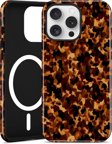 Vista 28 de Jusy Compatible con MagSafe Brown Tortoise Shell Print Phone Case para iPhone 7/8/SE, funda protectora magnética de lujo de TPU suave