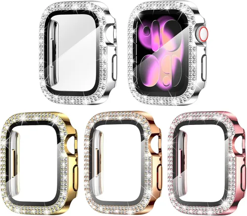 Vista 16 de Goton Paquete de 4 Fundas con Diamantes de Imitación para Apple Watch, Protector de 38mm para Series 3/2/1, Funda con Diamantes de Imitación