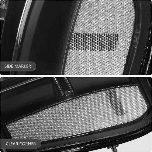 Vista 5 de DNA MOTORING Juego de ensamble de faros compatible con GMC Sierra 1500 de 2007-2013/Sierra 2500 HD y 3500 HD de 2014, Negro/Transparente, Negro Claro