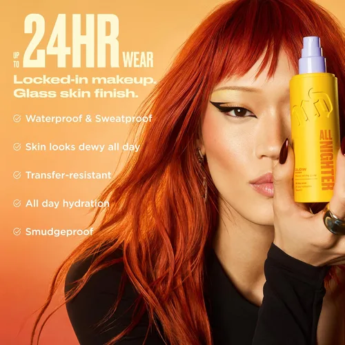 Vista 4 de Urban Decay All Nighter - Spray Fijador de Maquillaje Impermeable de Viaje, Acabado de Brillo Piel de Cristal, Hasta 24 Horas de Uso, Niebla Facial