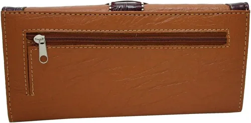 Vista 2 de Cartera occidental con cinturón de hebilla de diamantes de imitación y chequera - marrón, Marrón