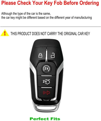 Vista 2 de Funda para llavero Ford en estuche metálico para Mustang Explorer Fusion F150 Edge Lincoln MKZ MKC (FDE-Fibra de Carbono)