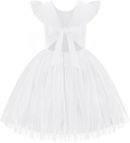 Vista 28 de Arshiner Vestido tutú de verano para niñas pequeñas, de tul sin espalda, para fiesta, cumpleaños, vestidos de algodón, 2-6 años