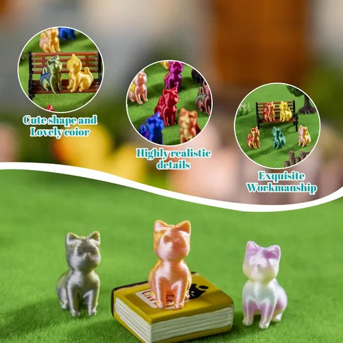 Vista 7 de 100 piezas de mini animales impresos en 3D figuras de plástico de animales pequeños en miniatura, figuras de gato pequeño a granel para micro hadas