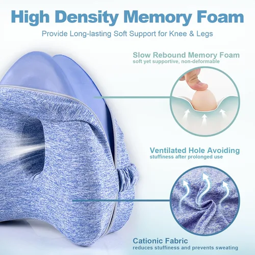 Vista 3 de Almohada de rodilla para las personas que duermen de lado, almohada de pierna para dormir, almohada de rodilla con correa, almohada de alineación