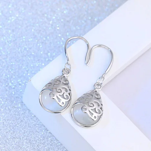 Vista 5 de Pendientes colgantes de plata de ley 925 con filigrana "Wishing Tree" para mujer