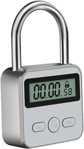 Vista 8 de Tookie Bloqueo de temporizador de metal, bloqueo de sincronización máximo de 99 horas, candado temporizador recargable USB con pantalla LCD, bloqueo