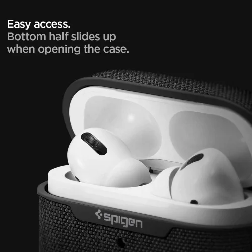 Vista 4 de Spigen Urban Fit - Funda para AirPods Pro (2019), funda de tela prémium con mosquetón, color negro