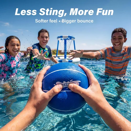 Vista 3 de GoSports Balones de baloncesto para piscina, paquete de 3, ideales para aros de baloncesto flotantes de agua, elige pelotas de baloncesto rojas