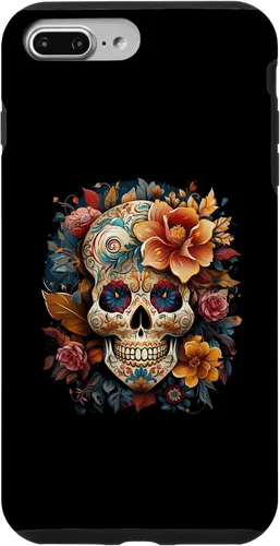 Vista 9 de iPhone 14 Floral Mexican Skull Day of the Dead Dia De Muertos Funda Mujer